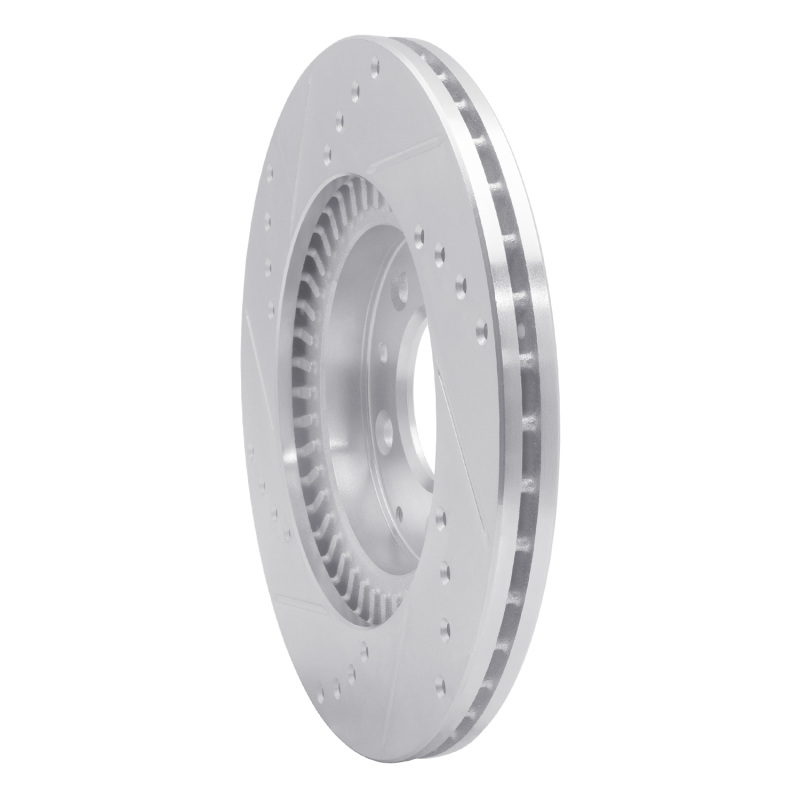 Mazda MX-5 Miata Brake Rotor (1) - Front Right - R1 Concepts - Drilled & Slotted - Silver - `06-`15